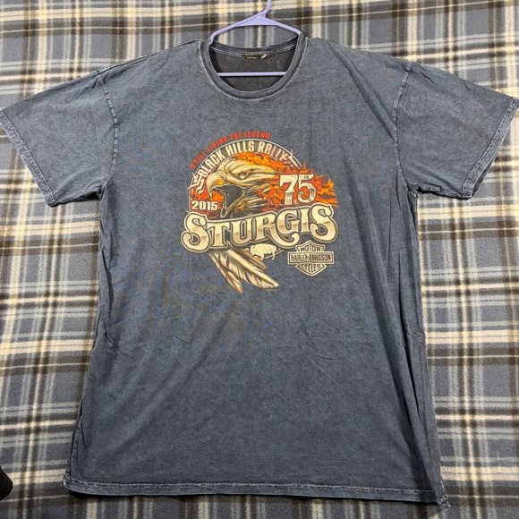 Harley-Davidson Other - Harley Davidson Mens Sturgis 75th Anniversary T-Shirt Deadwood SD Eagle Blue XL